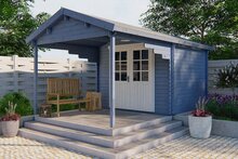 Blockh&uuml;tte &ndash; Gartenhaus Georg mit &Uuml;berdachung