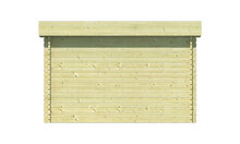 Blockhaus Helge 350 + 150 x 350 cm - Funfeckiges Blockhaus mit Flachdach - Wandstarke 44 mm