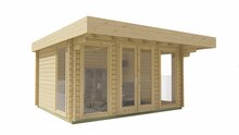 Blockhaus Lory - Gartenzimmer 435 x 350 + 120 x 230 cm - Wandstarke 44 mm 