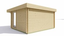 Blockhaus Lory - Gartenzimmer 435 x 350 + 120 x 230 cm - Wandstarke 44 mm 
