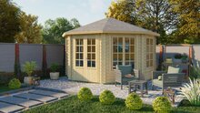Blockhaus Lynn 427 x 427 cm - Gartenlaube mit Pyramidendach - Wandstarke 44 mm