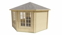 Blockhaus Lynn 427 x 427 cm - Gartenlaube mit Pyramidendach - Wandstarke 44 mm