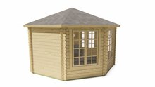 Blockhaus Lynn 427 x 427 cm - Gartenlaube mit Pyramidendach - Wandstarke 44 mm