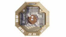 Blockhaus Lynn 427 x 427 cm - Gartenlaube mit Pyramidendach - Wandstarke 44 mm