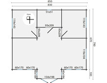 Blockhaus Mullingar 850 x 790 x 317 cm Wandst&auml;rke 70 mm
