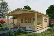Blockhaus Nottingham mit Vordach 540 x 663 cm