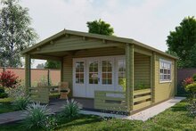 Blockhaus Nottingham mit Vordach 540 x 663 cm