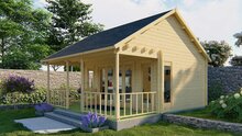 Blockhaus Olaug mit Veranda 550 x 400 + 198 cm (44 mm)