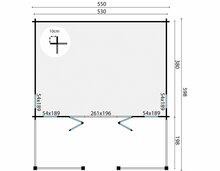 Blockhaus Olaug mit Veranda 550 x 400 + 198 cm (44 mm)