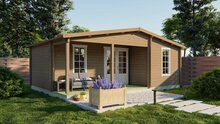 Blockhaus Ollie 731 x 498 x 283 cm &ndash; Fertighaus Wandst&auml;rke 70 mm