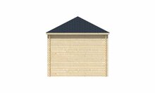 Blockhaus Olson mit Uberdachung 420 + 265 x 300 cm Skandinavische Fichte -Wandstarke 44 mm