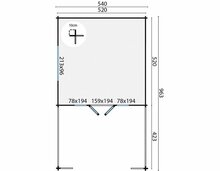 Blockhaus Sheffield mit breitem Vordach 540 x 963 cm - Wandstarke 58 mm