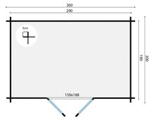 Gartenhaus Minimodern unbehandelt 300 x 200 x 230 cm - Wandst&auml;rke 28 mm