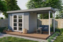 Gartenhaus Mittelmodern mit Uberdachung 300 x 200 x 230 cm | Wandstarke 28 mm