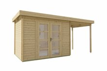 Gartenhaus Mittelmodern mit Uberdachung 300 x 200 x 230 cm | Wandstarke 28 mm