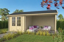  Gartenhaus Ove mit Vordach 590 x 300 x 276 cm - Wandstarke 28 mm