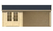  Gartenhaus Ove mit Vordach 590 x 300 x 276 cm - Wandstarke 28 mm