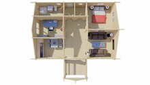 Blockhaus Finn 1040 x 740+238 x 365 cm &ndash; Fertighaus aus Holz &ndash; Luxus-Chalet