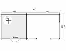 Blockhaus Mokka mit Seitendach 900 x 400 x 279 cm - Wandstarke 40 mm