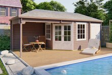 Gartenhaus Olson mit Uberdachung 420 + 265 x 300 cm