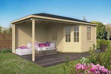 Gartenhaus Markku mit Uberdachung 300 + 275 x 300 cm