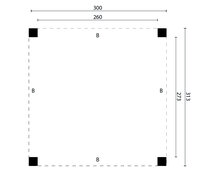 &Uuml;berdachung Renesse Red Class Wood 300 x 313 cm (Bausatz)