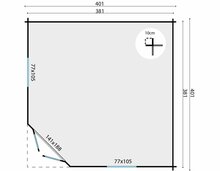 Gartenhaus Lotte 400 x 400 cm 5-Eck