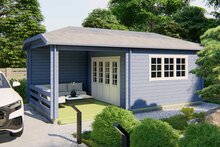 Gartenhaus Torkel mit Uberdachung und Seitendach 700 x 420 cm 