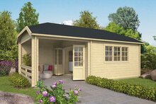 Gartenhaus Torkel mit Uberdachung und Seitendach 700 x 420 cm 