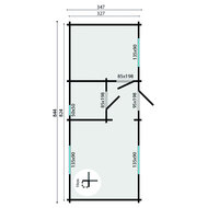 Blokhut Ava 844 x 347 x 270 cm Wanddikte 70 mm