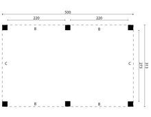 &Uuml;berdachung Renesse Red Class Wood 500 x 313 cm (Bausatz)