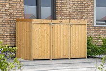 M&uuml;lltonnenbox Triple impr&auml;gnierter Fichte, 196 x 80 x 117 cm