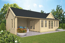 Blokhut Big Ben 930 x 400 x 351 cm Wanddikte 70 mm - met Overkapping 