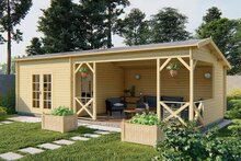 Gartenhaus Mokka mit Seitendach 900 x 400 x 279 cm