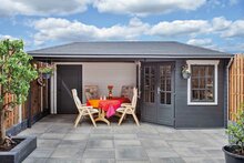 Gartenhaus Niklas mit Uberdachung 250 + 325 x 250 