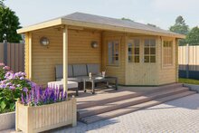 Gartenhaus Niklas mit Uberdachung 250 + 325 x 250 