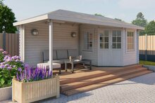 Gartenhaus Niklas mit Uberdachung 250 + 325 x 250 