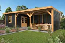 &Uuml;berdachung Nijverdal Douglas 900 x 500 cm &ndash; Schwarze W&auml;nde