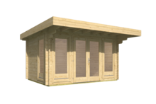 Blokhut James linkervooraanzicht