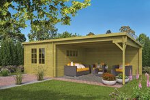 Blokhut Anton met zijluifel Ge&iuml;mpregneerd 700 x 400 x 217 cm Wanddikte 40 mm