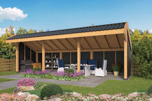 &Uuml;berdachung Boekelo Douglas 900 x 340 cm &ndash; Schwarze W&auml;nde