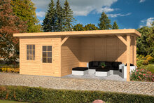 &Uuml;berdachung Holten Douglas 740 x 350 cm - Naturbelassene W&auml;nde