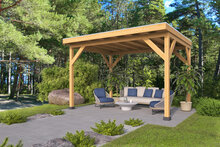 &Uuml;berdachung Zoutelande Red Class Wood 400 x 333 cm - DIY Flachdach