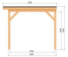 &Uuml;berdachung Zoutelande Red Class Wood 894 x 333 cm - DIY Flachdach
