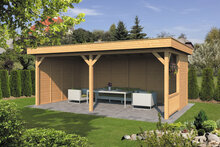 &Uuml;berdachung Oslo XL Typ 3 Douglas 670 x 430 cm - Naturbelassene W&auml;nde inkl. EPDM