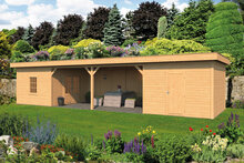 &Uuml;berdachung Oslo XL Typ 12 Douglas 1292 x 430 cm - Naturbelassene W&auml;nde inkl. EPDM