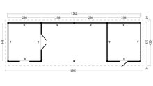 &Uuml;berdachung Oslo XL Typ 12 Douglas 1292 x 430 cm - Naturbelassene W&auml;nde inkl. EPDM