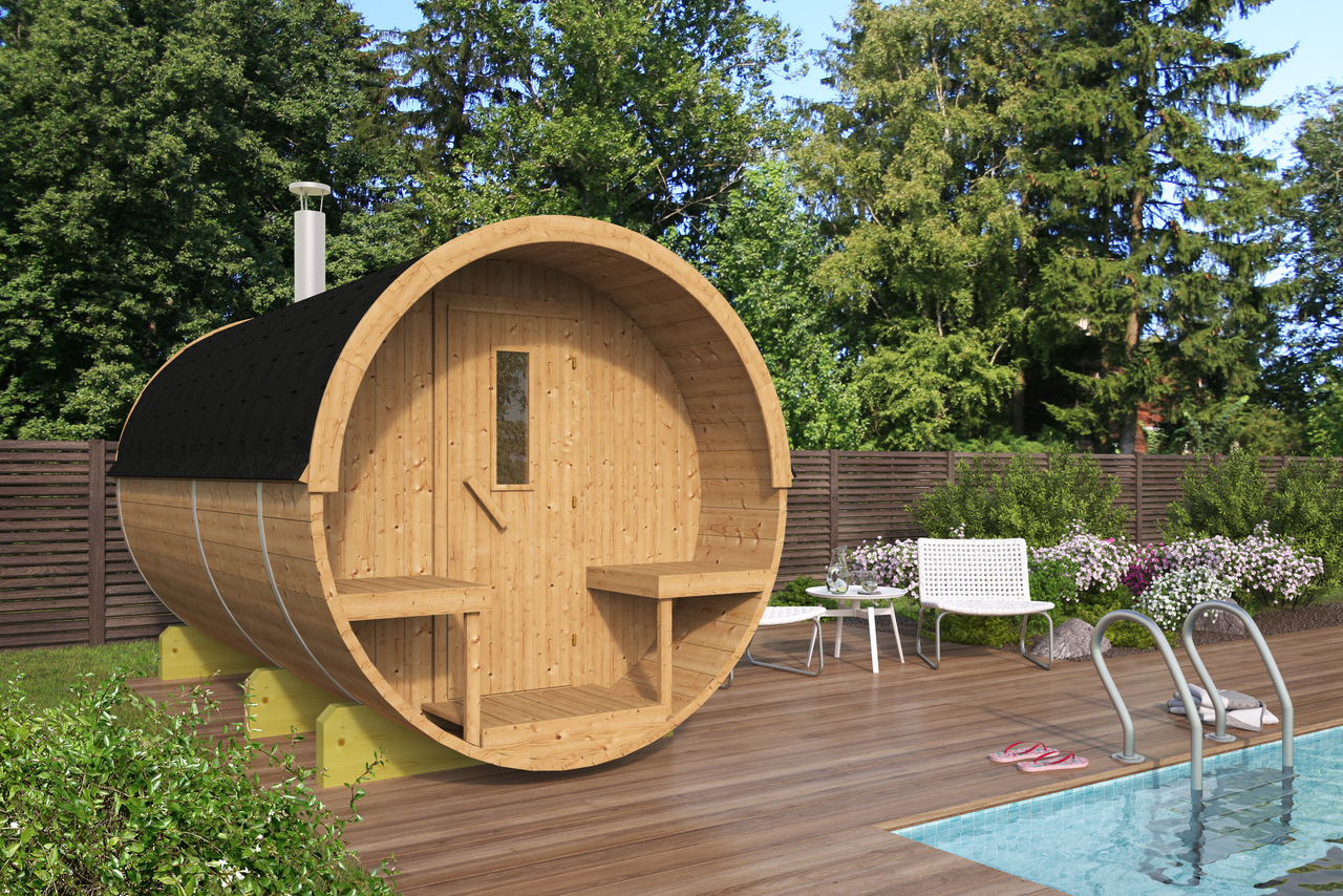 Barrelsauna Thermowood 220x350 - Saunabarrel 350cm Tuindeco