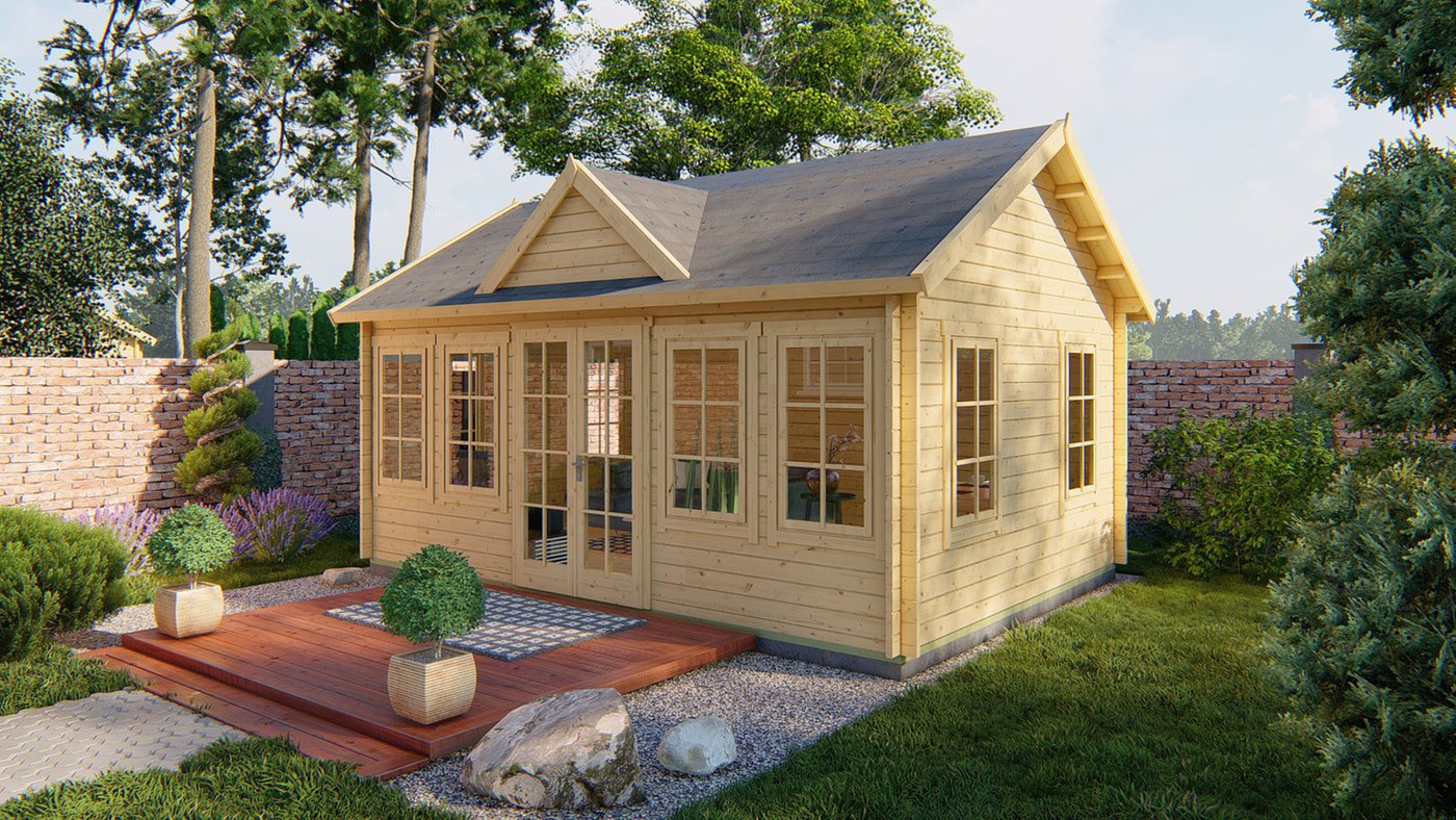 Blockhaus Clockhouse 550 x 400 cm - Wandstarke 44 mm