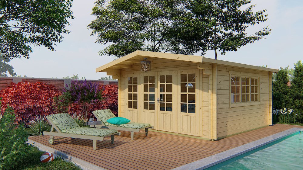 Blockhaus Derby 440 x 530 x 263 cm - Wandstarke 58 mm